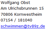 Adresse Wolfgang Obst